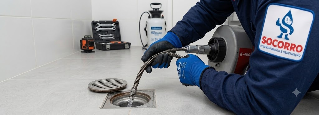 Profissional realizando Desentupimento de Ralos em Navegantes